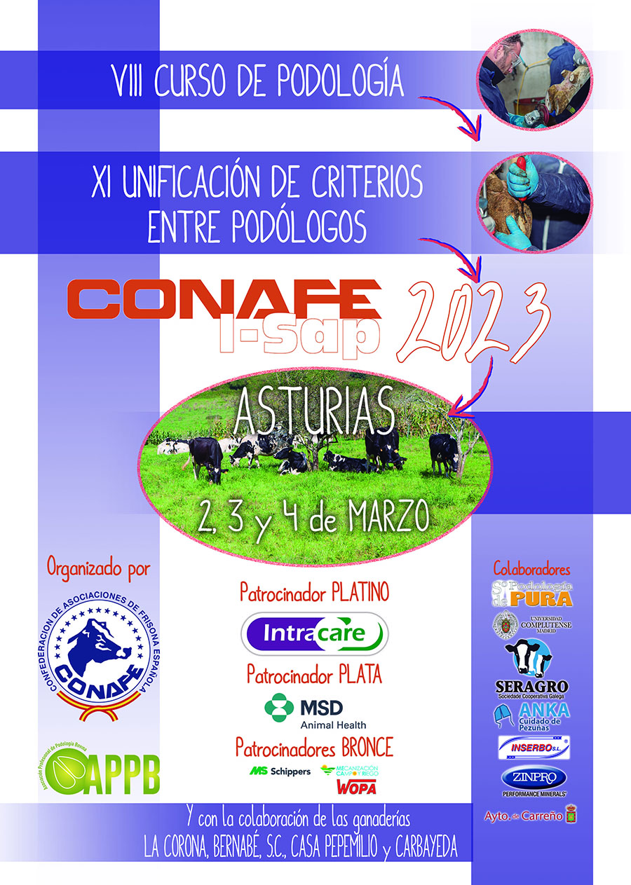 Ya está disponible el programa del VIII Curso de Podología Bovina de CONAFE  y de la XI Unificación de criterios entre podólogos I-SAP